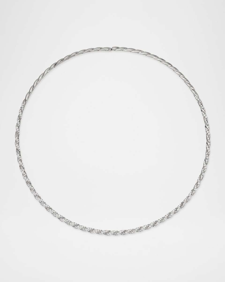 Sculpted Cable Flex Necklace in 18K White Gold, 3.7mm